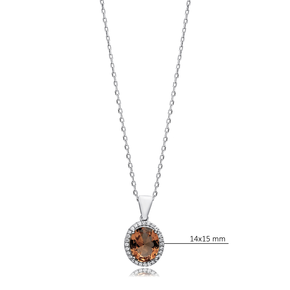 Round 14x15 mm Zultanite Silver Charm Necklace