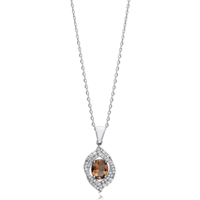 Dainty Oval Zultanite Silver Charm Necklace