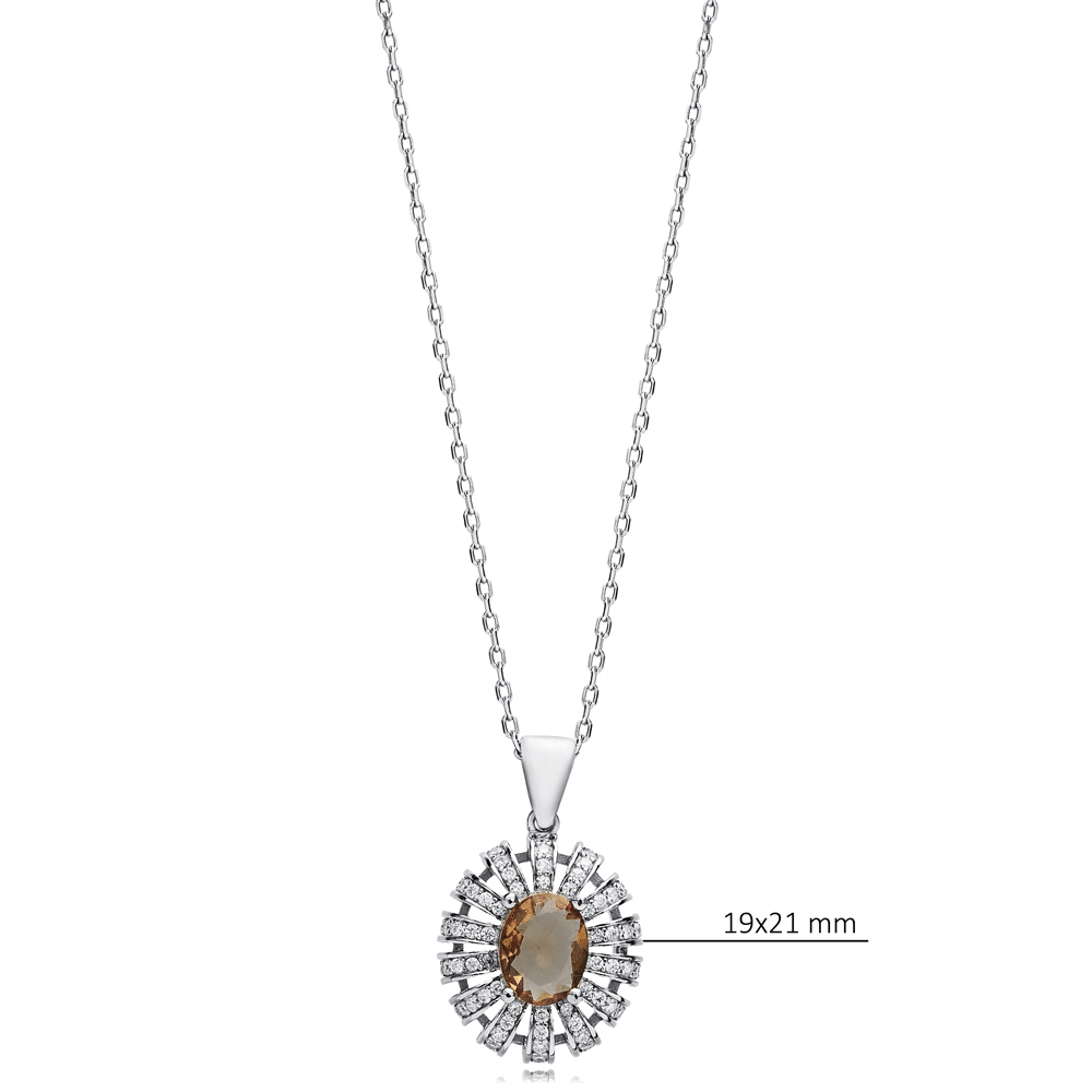Shiny Oval Zultanite Silver Charm Necklace