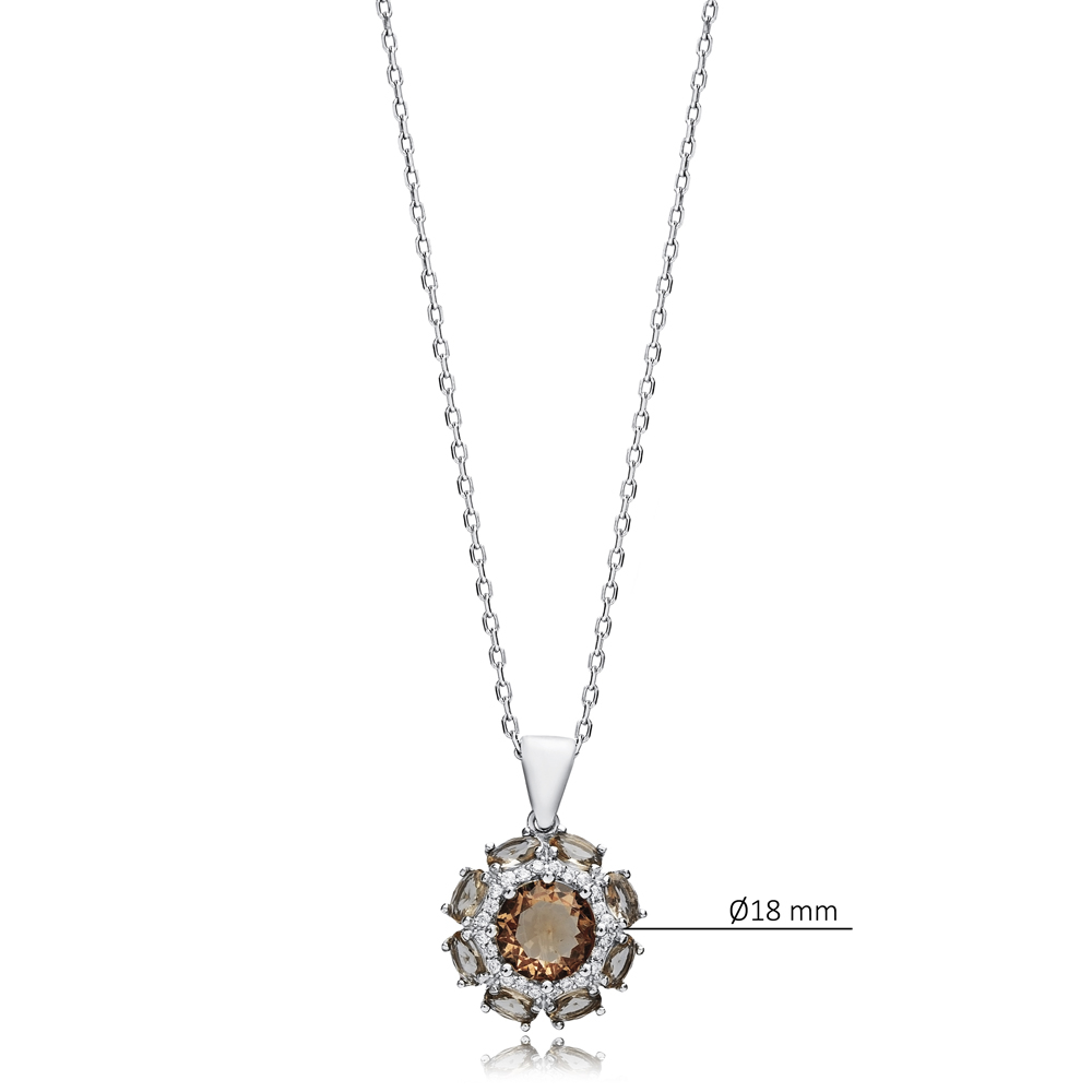 Flower Round Zultanite Silver Charm Necklace