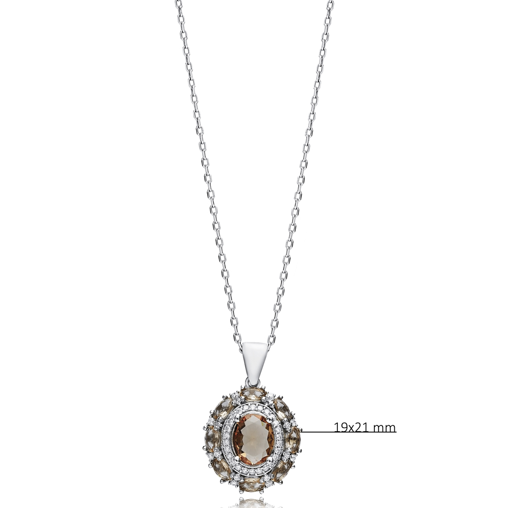 Oval Elegant Zultanite Silver Charm Necklace