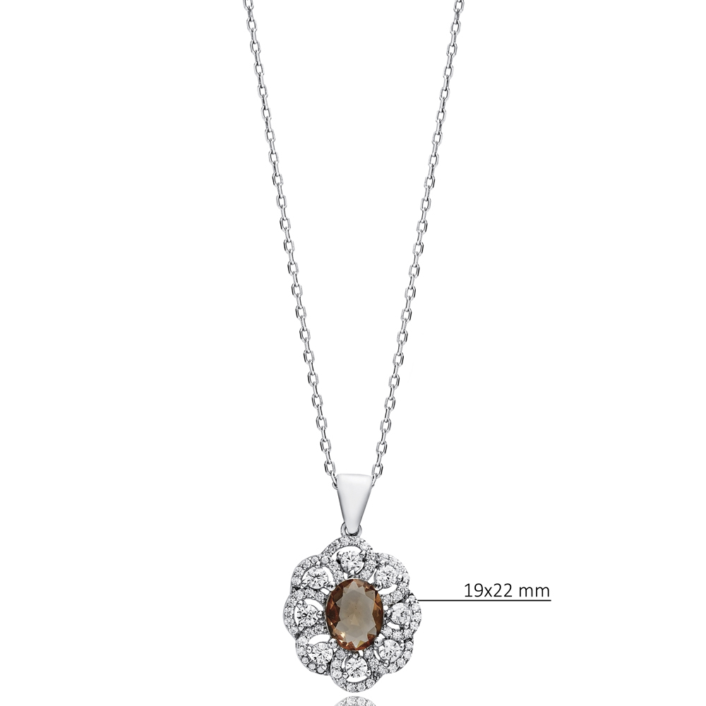 Oval Design Zultanite Charm Silver Necklace