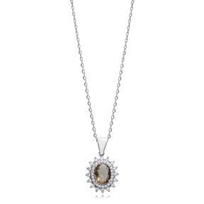 Shiny CZ Zultanite Stone Oval Silver Charm Pendant