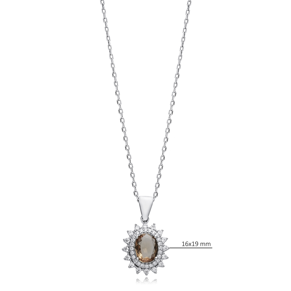 Shiny CZ Zultanite Stone Oval Silver Charm Pendant