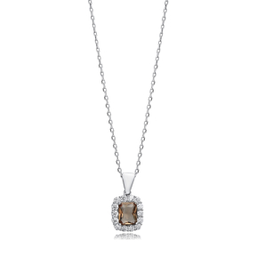 Baguette Zultanite Stone Silver Charm Necklace