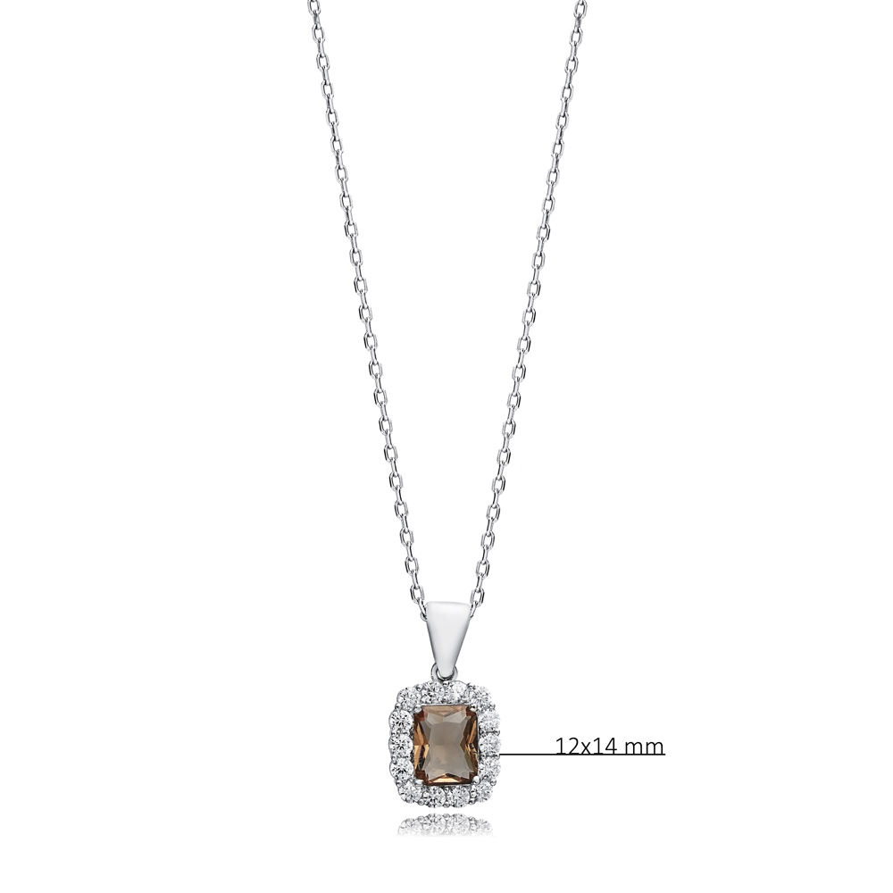 Baguette Zultanite Stone Silver Charm Necklace