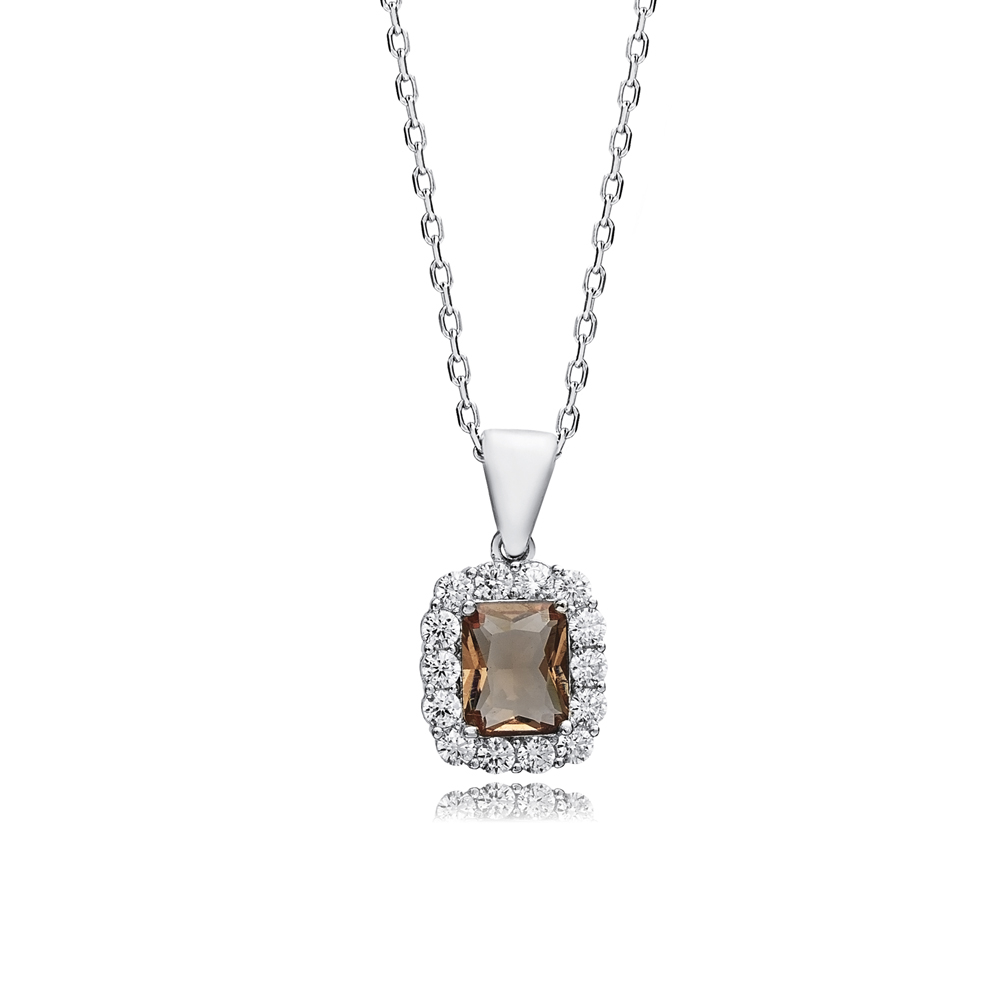 Baguette Zultanite Stone Silver Charm Necklace