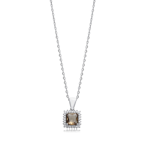 Square Zultanite Stone Silver Charm Necklace