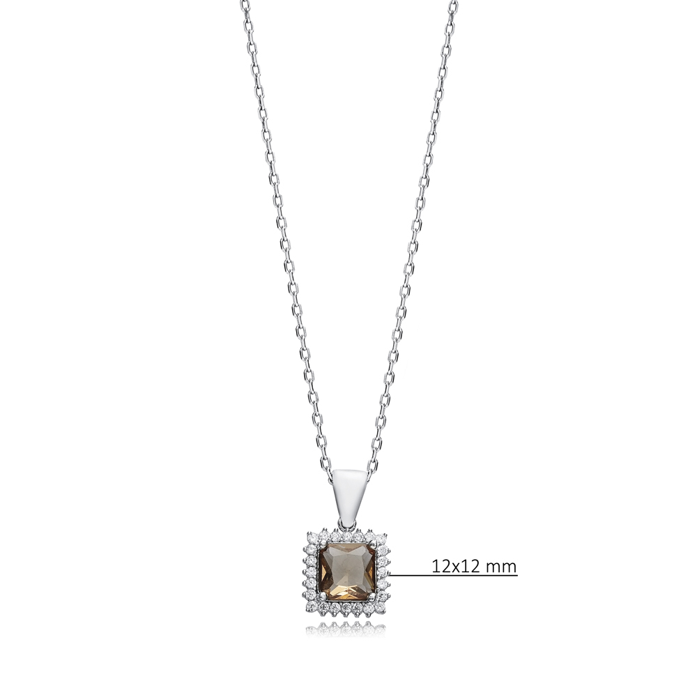 Square Zultanite Stone Silver Charm Necklace