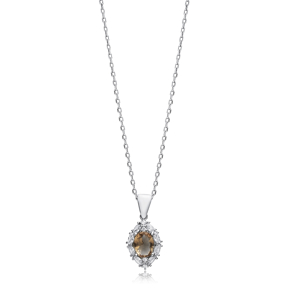Cute Oval Design Zultanite Silver Charm Necklace