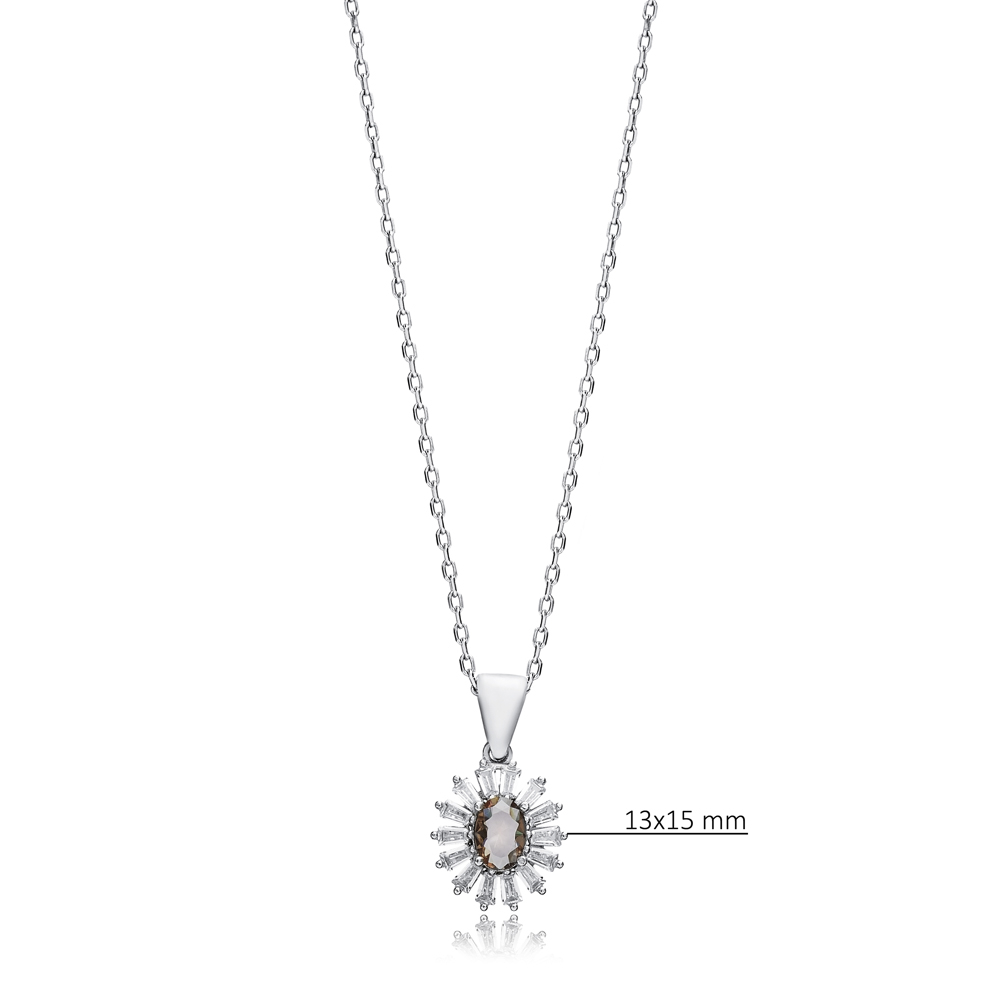 Flower Oval Design Zultanite Silver Charm Necklace