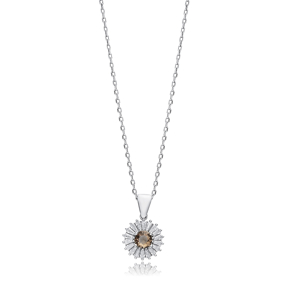 Round Design Flower Zultanite Silver Charm Necklace