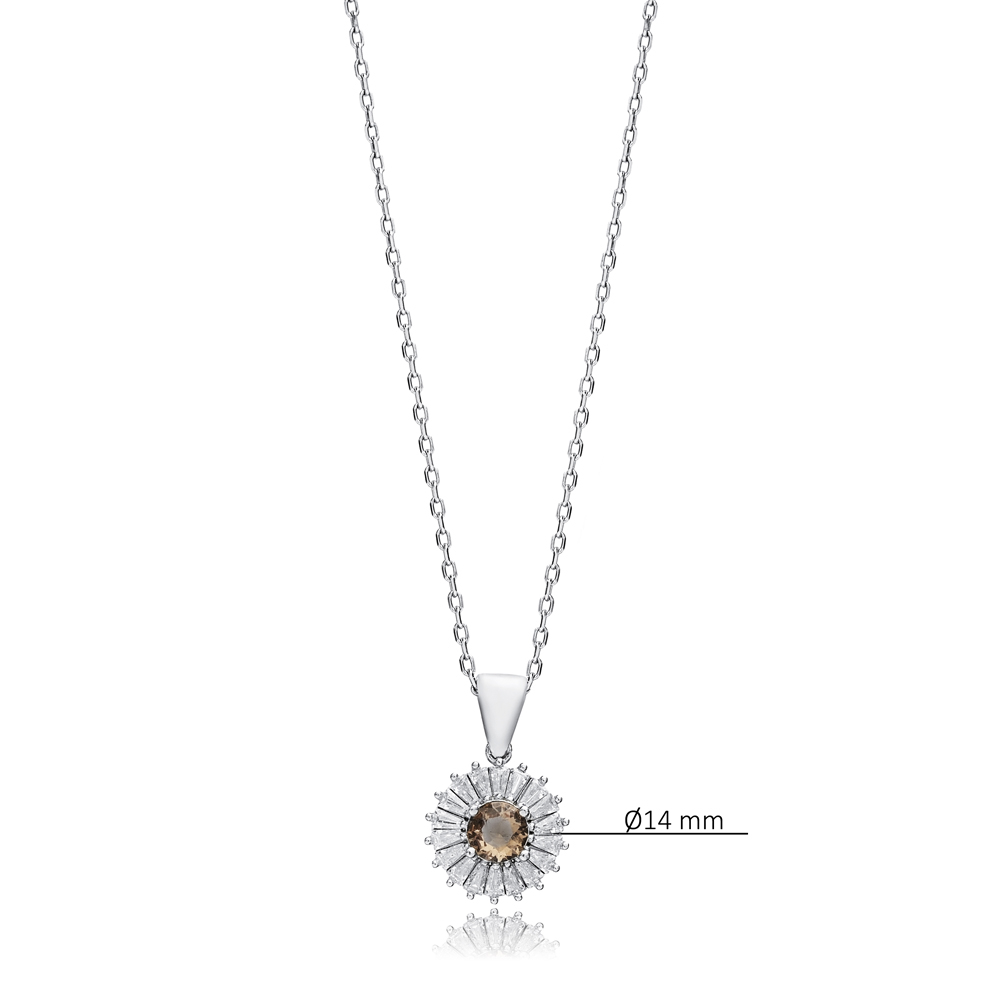 Round Design Flower Zultanite Silver Charm Necklace