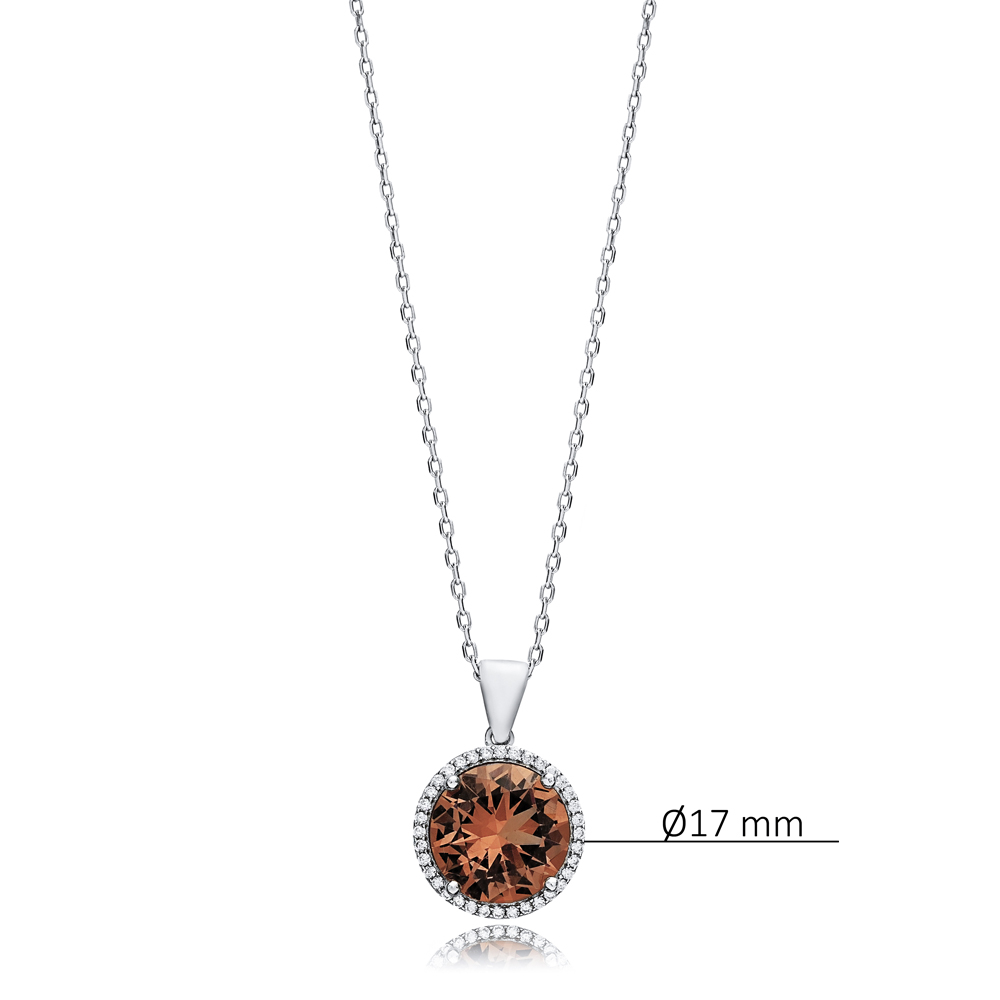 Round Ø17 mm CZ Zultanite Silver Charm Necklace
