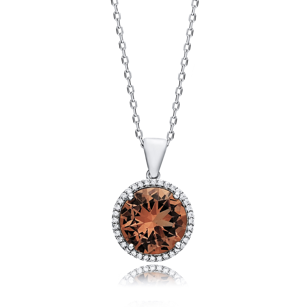 Round Ø17 mm CZ Zultanite Silver Charm Necklace