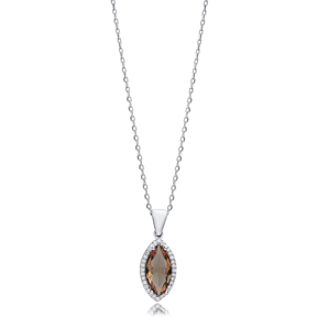 12x20 mm Marquise CZ Zultanite Silver Charm Necklace