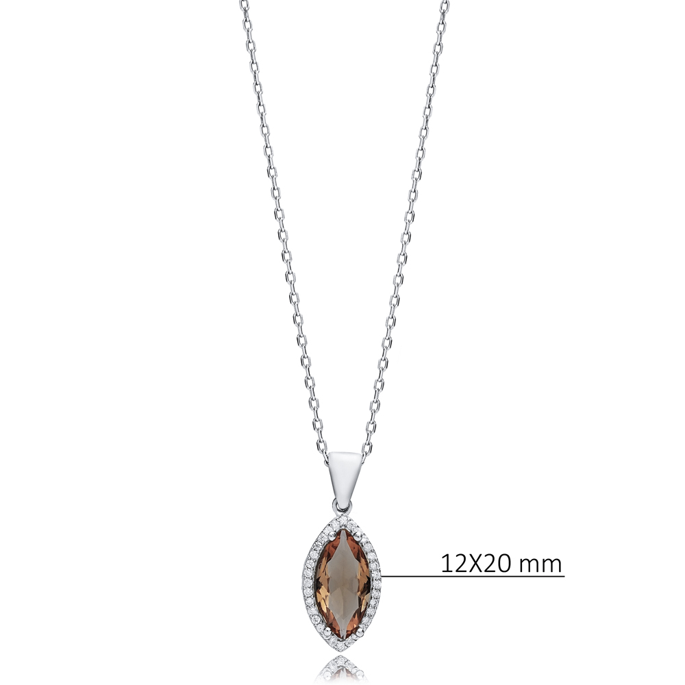 12x20 mm Marquise CZ Zultanite Silver Charm Necklace