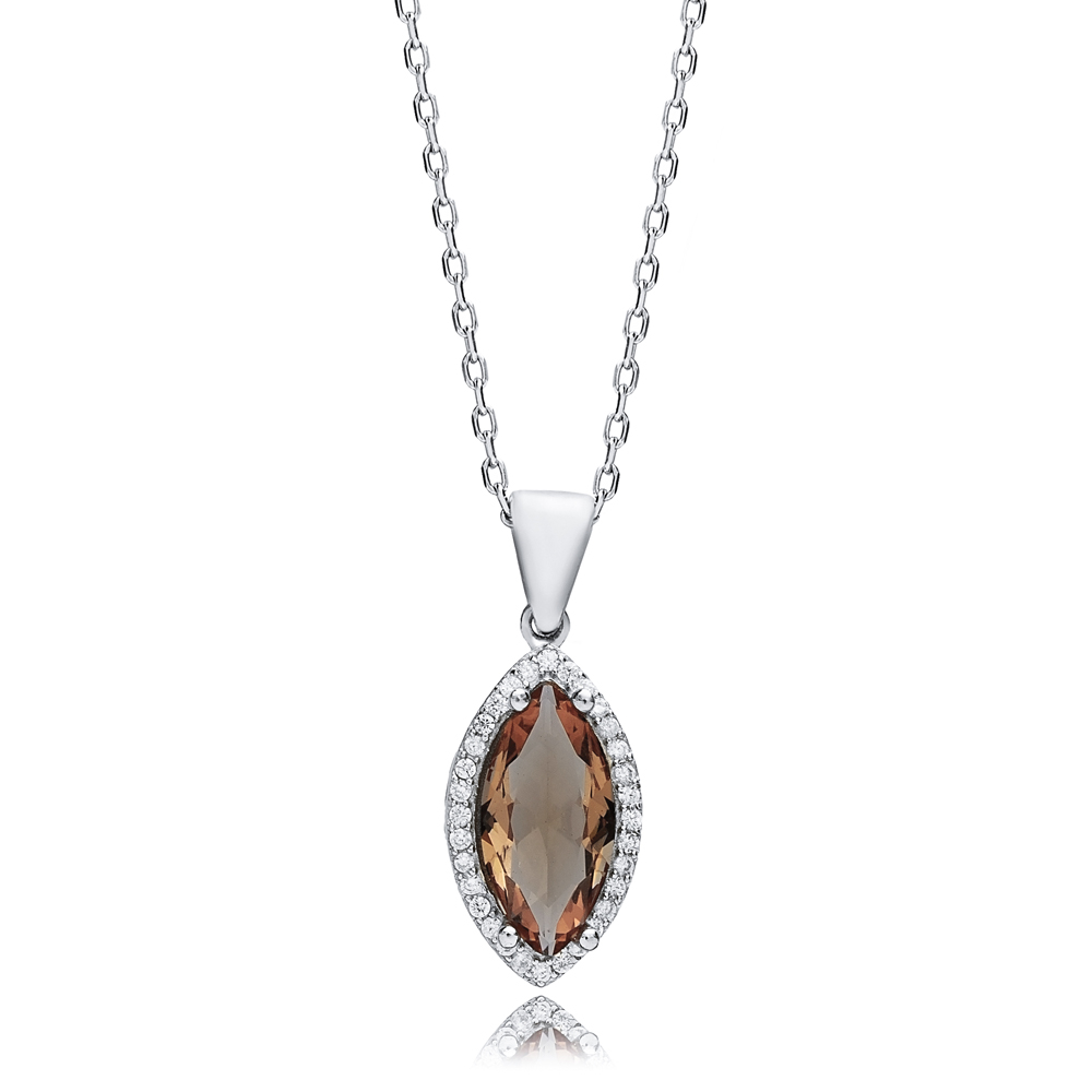 12x20 mm Marquise CZ Zultanite Silver Charm Necklace