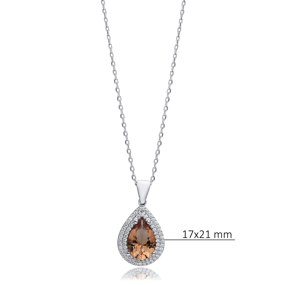 Pear 17x21 mm Zultanite Silver Charm Necklace