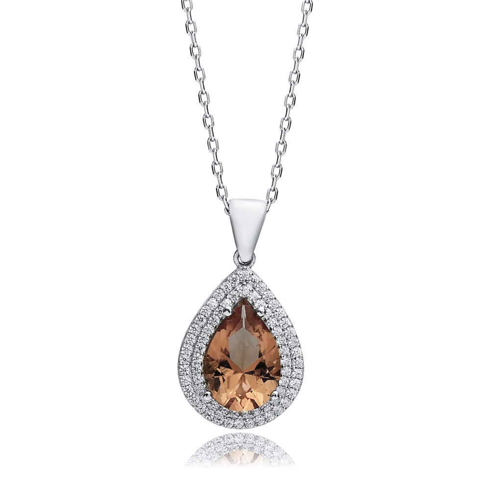 Pear 17x21 mm Zultanite Silver Charm Necklace