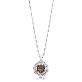 Ø19 mm Round Shape Zultanite Silver Charm Necklace