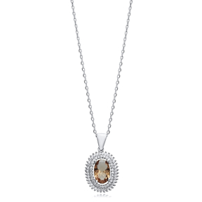 17x21 mm Oval Shape Zultanite Silver Charm Necklace