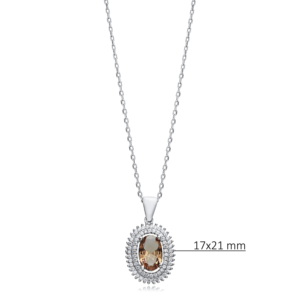 17x21 mm Oval Shape Zultanite Silver Charm Necklace