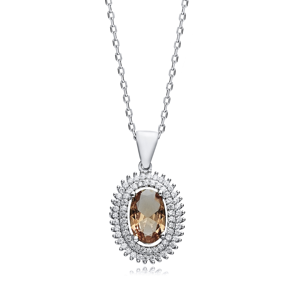 17x21 mm Oval Shape Zultanite Silver Charm Necklace