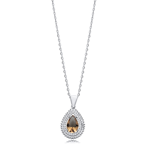 17x22 mm Pear Design Zultanite Silver Charm Necklace