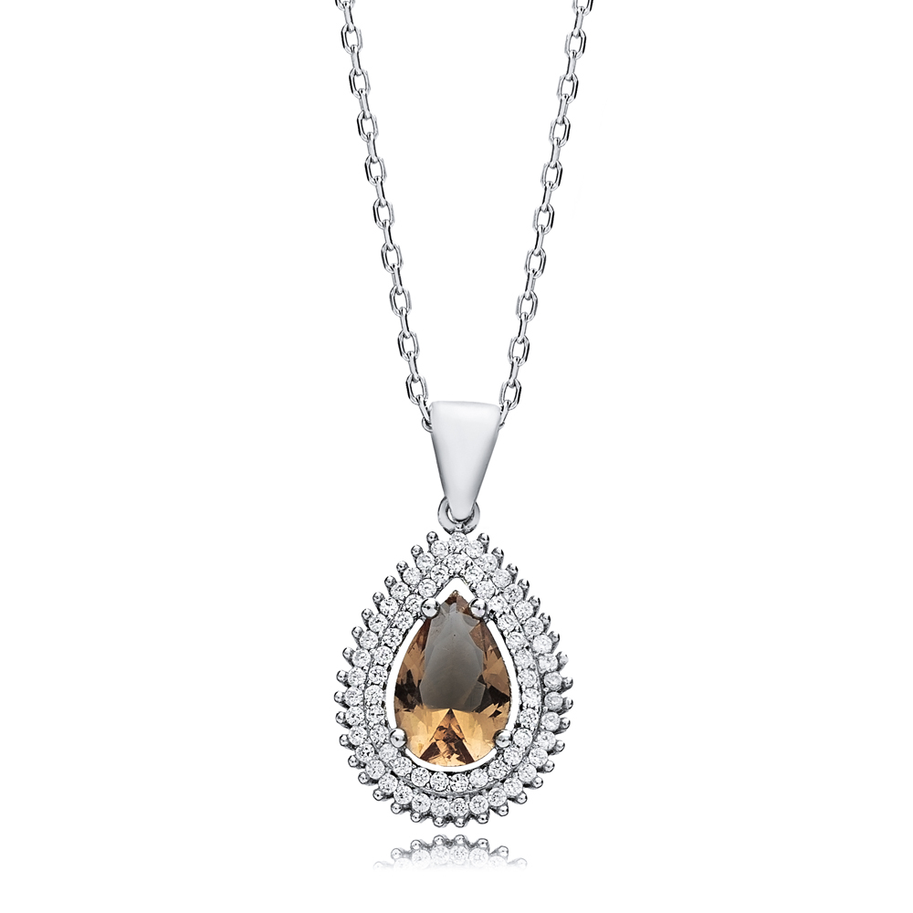 17x22 mm Pear Design Zultanite Silver Charm Necklace