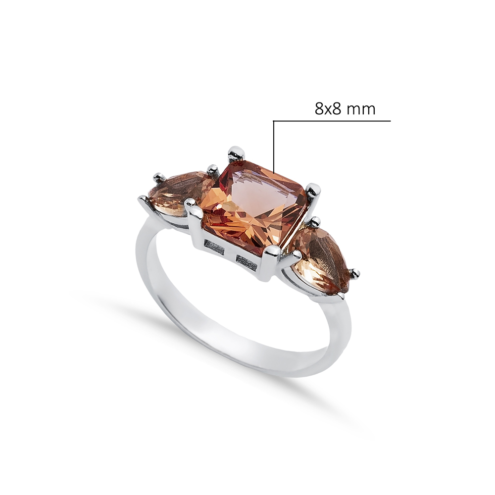 8x8 mm Square Pear Zultanite Silver Cluster Ring