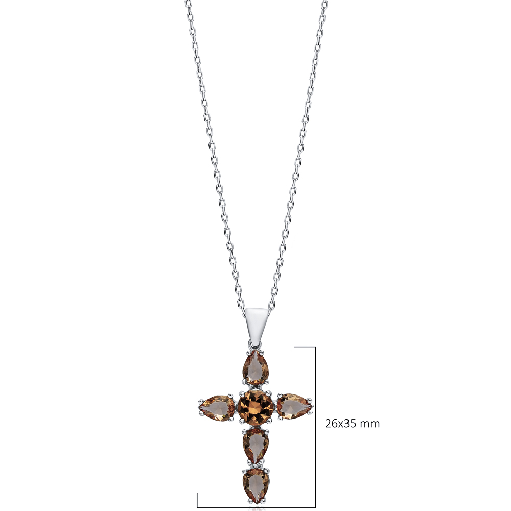 26x35 mm Pear Cross Silver Zultanite Necklace