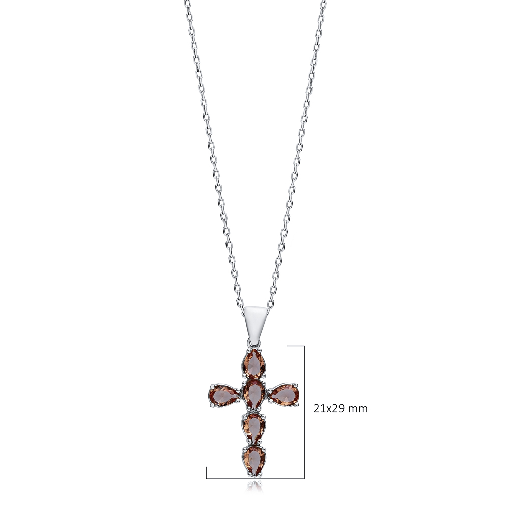 21x29 mm Pear Silver Cross Zultanite Necklace