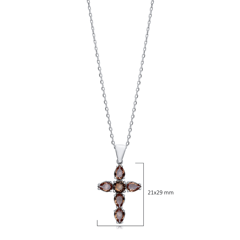 21x29 mm Pear Silver Cross Zultanite Pendant