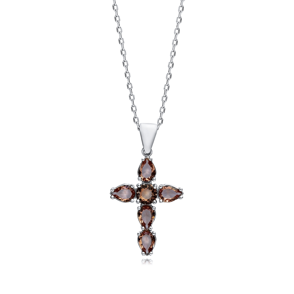 21x29 mm Pear Silver Cross Zultanite Pendant