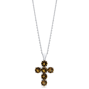 Round Stone 24x33 mm Cross Silver Zultanite Pendant