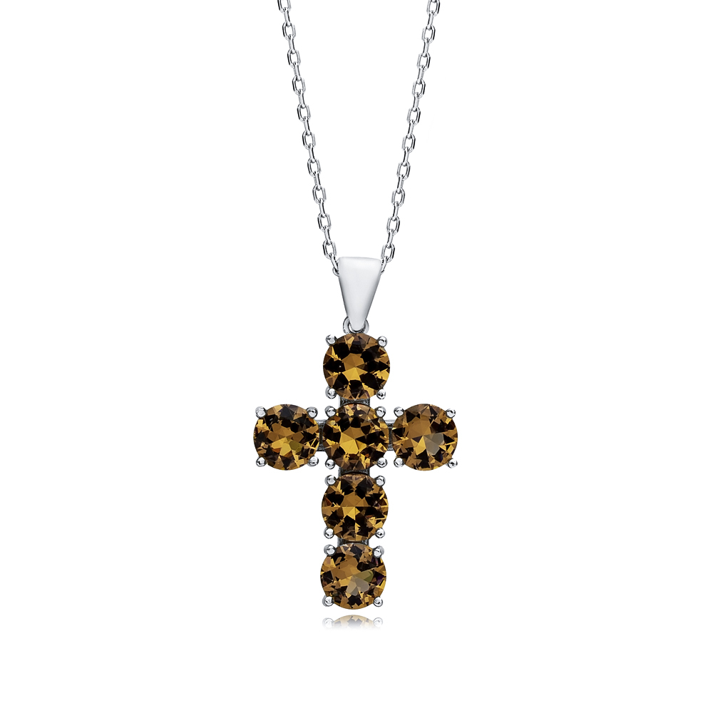 Round Stone 24x33 mm Cross Silver Zultanite Pendant