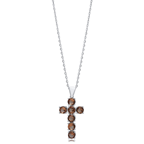 20x33 mm Round Cross Silver Zultanite Pendant