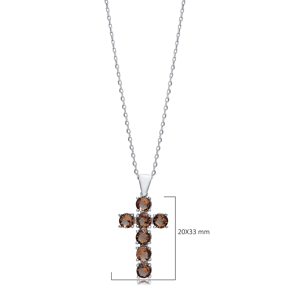 20x33 mm Round Cross Silver Zultanite Pendant