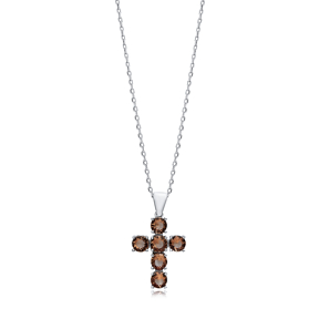 20x26 mm Round Cross Silver Zultanite Necklace