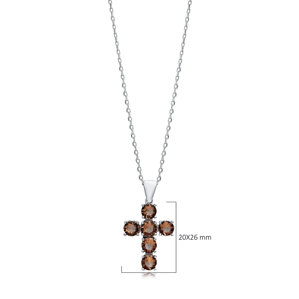 20x26 mm Round Cross Silver Zultanite Necklace