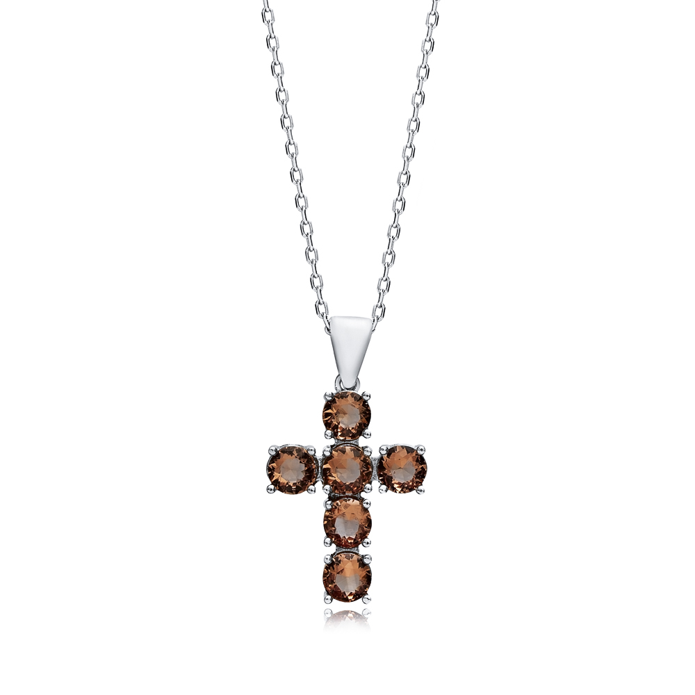 20x26 mm Round Cross Silver Zultanite Necklace