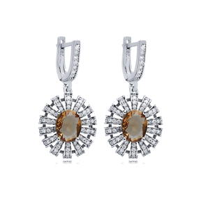 Oval Design Silver Dangle Zultanite Earrings