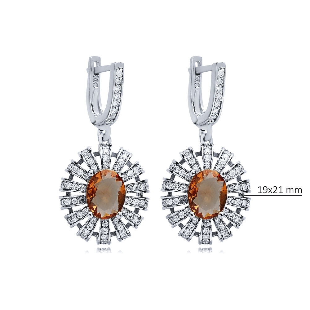 Oval Design Silver Dangle Zultanite Earrings