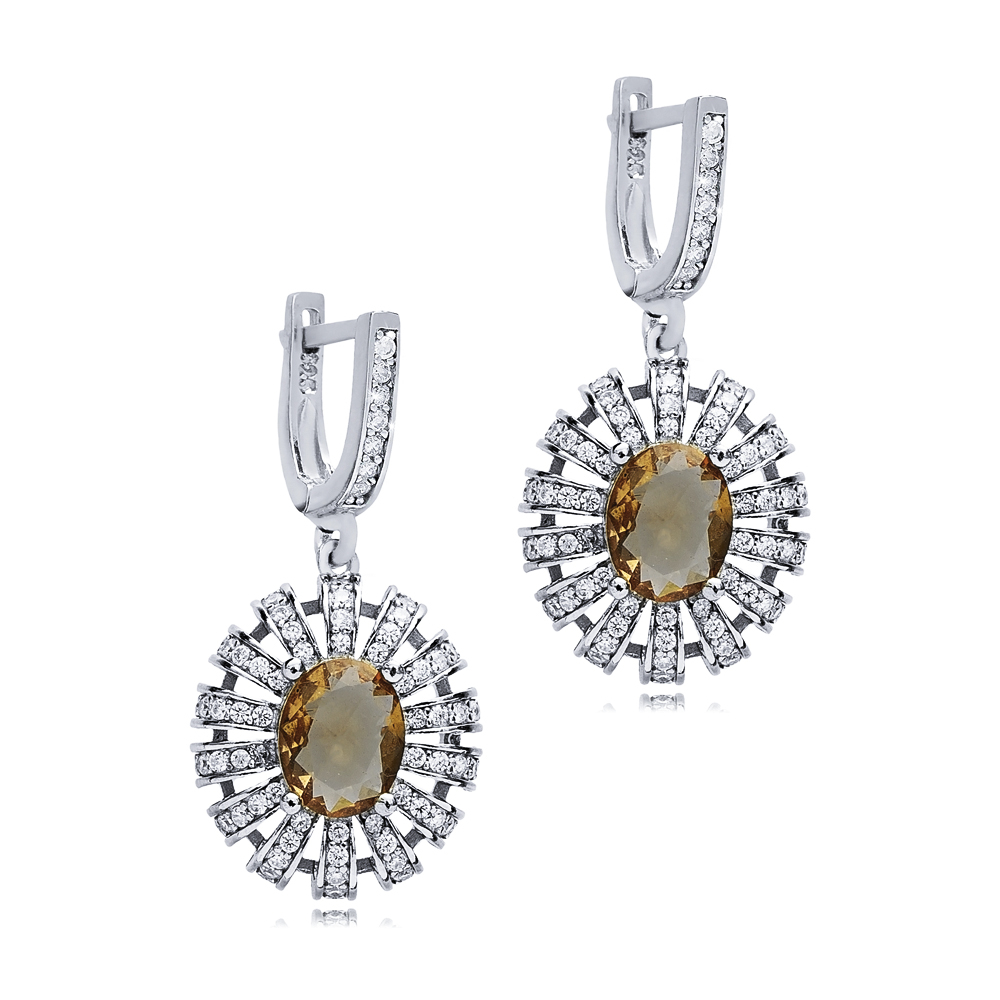 Oval Design Silver Dangle Zultanite Earrings