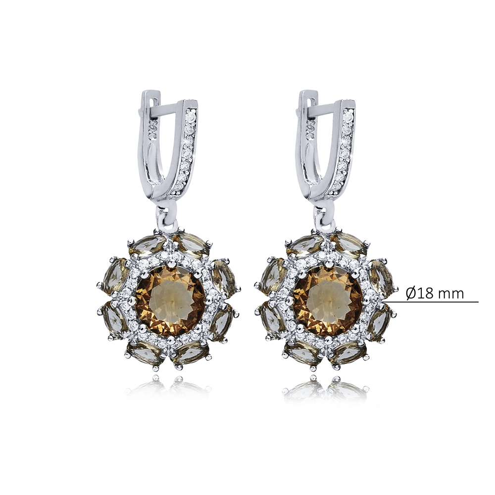 Round Design Elegant Silver Dangle Zultanite Earrings