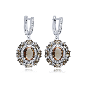Oval Shape Dainty Silver Dangle Zultanite Earrings