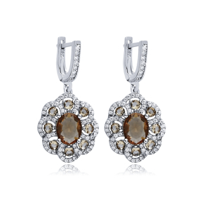 Flower Style Oval Silver Dangle Zultanite Earrings