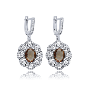 Oval Flower Design Silver Dangle Zultanite Earrings