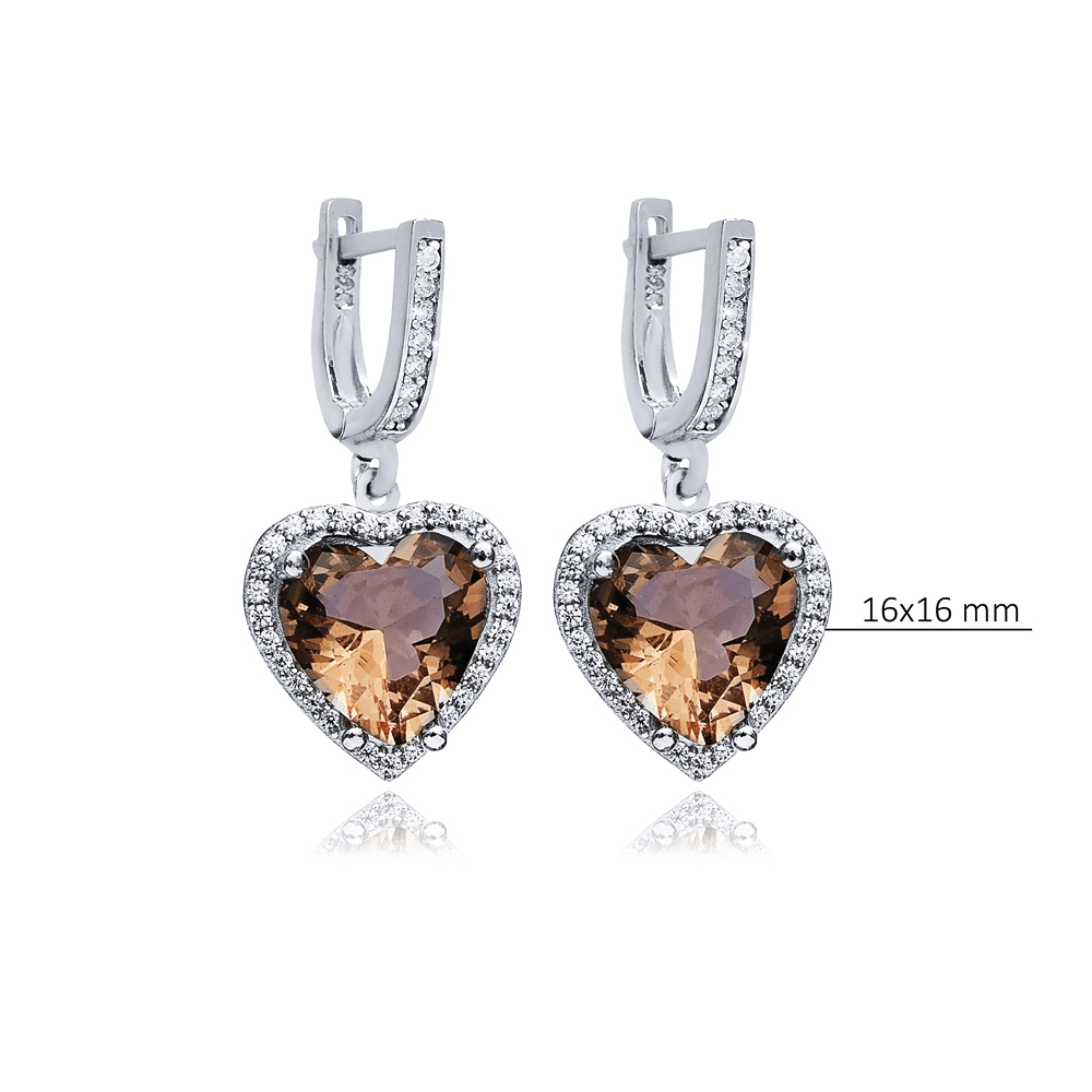 Heart Design Silver Dangle Zultanite Earrings
